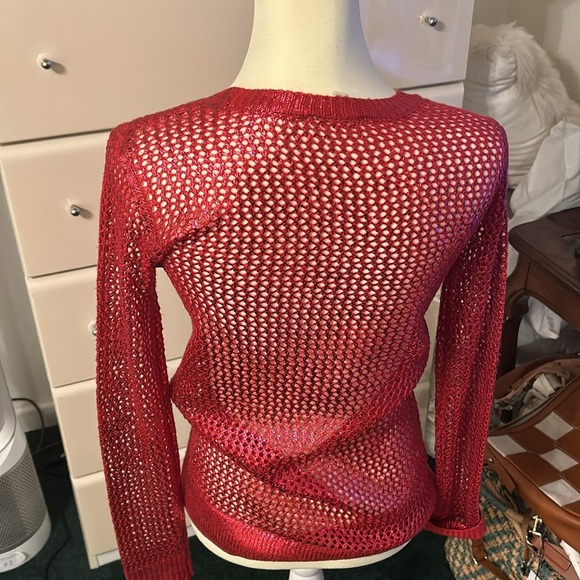Beautiful red mesh sweater bought at Dillard’s size x-small - Picture 2 of 2